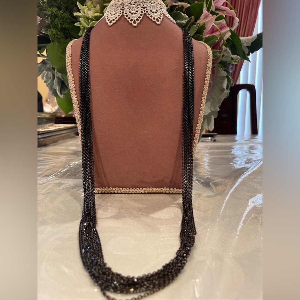 Black Thin Multi Chain Necklace - image 1